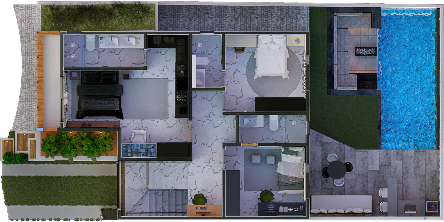 Planta superior do Sobrado 4 suítes do empreendimento Supremo Brasil da Summus Engenharia.